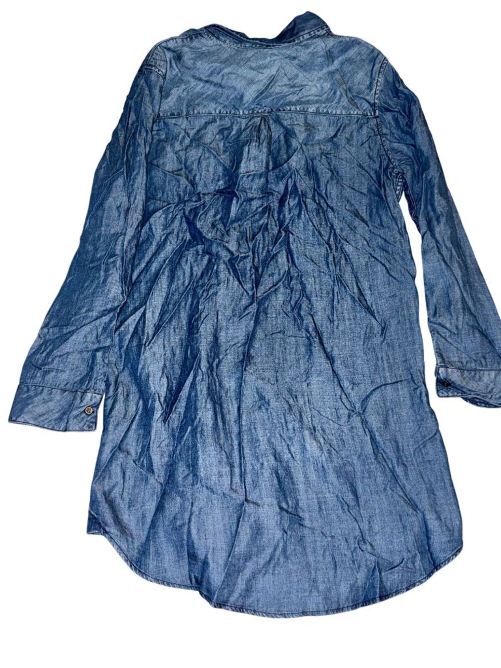 Andrea Jovine Denim Long-Sleeve Tunic Shirt Dress L 100% Tencel Blue - Picture 6 of 8